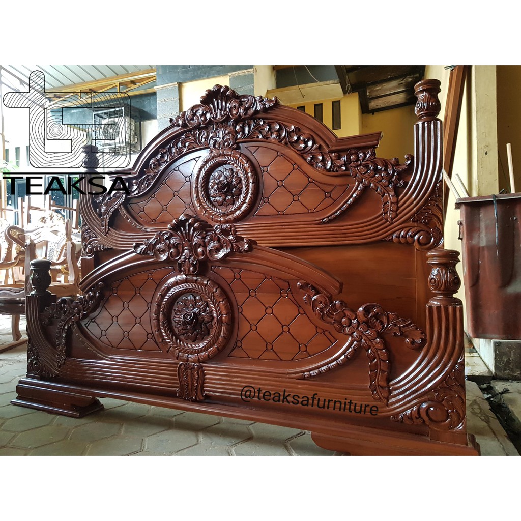 Dipan Ranjang Tempat Tidur Jati Raja No.2 ukuran160x200cm