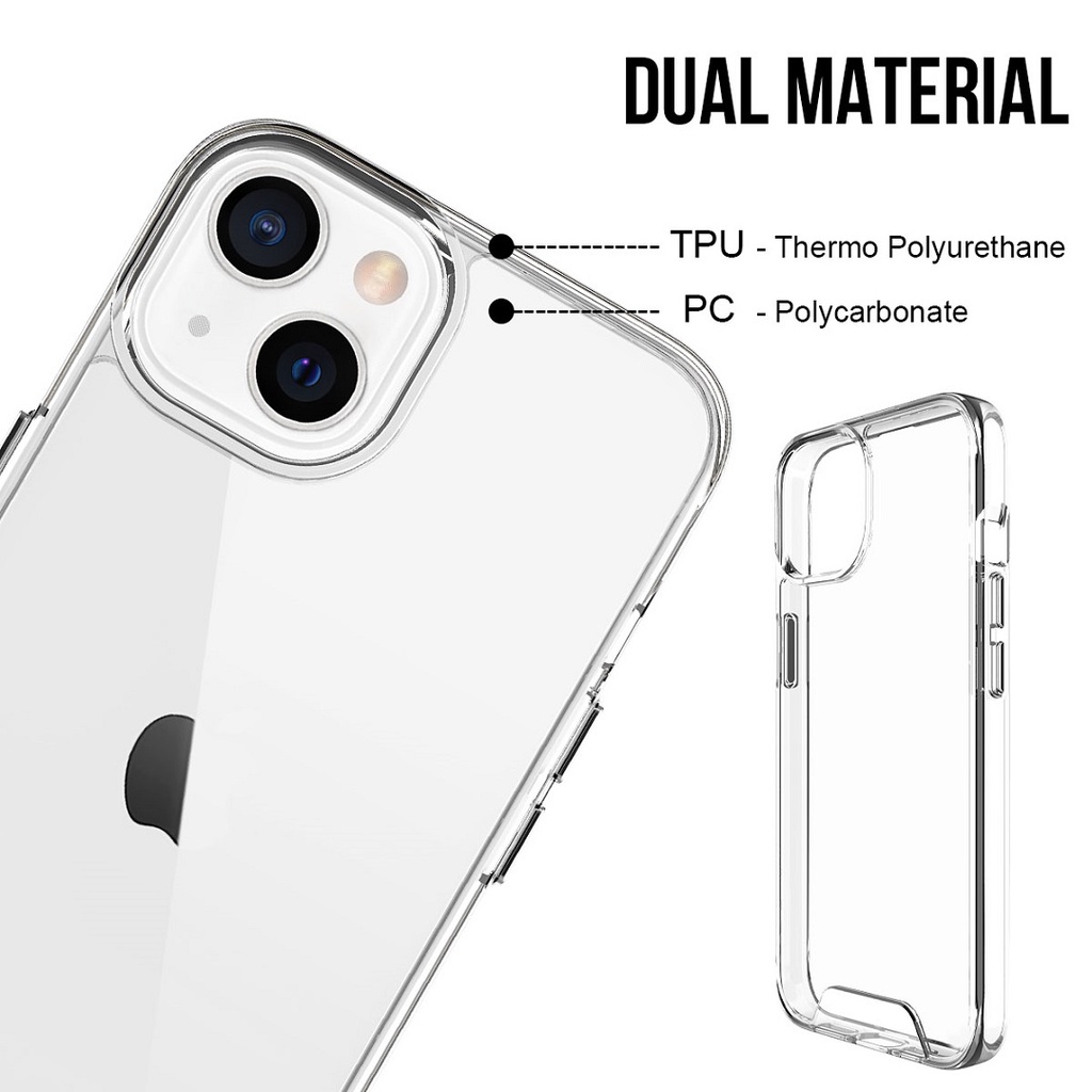 Casing Hardcase iPhone 14 pro max 13 12 11 pro max X / Xs max XR 7 / 8 plus Transparan shockproof + Tombol Logam