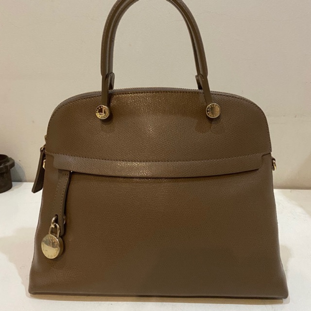 Furla piper dome medium etoupe preloved ori japan