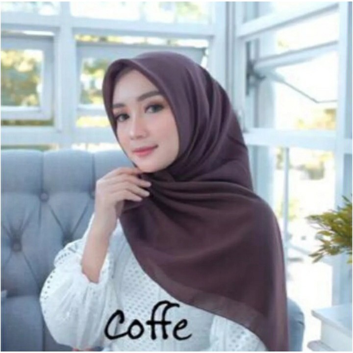 HIJAB SEGI EMPAT POLOS/JILBAB SEGI EMPAT/KERUDUNG BELLA SQUARE/KHIMAR BELLA POLLYCOTTON PREMIUM /110X110CM-8