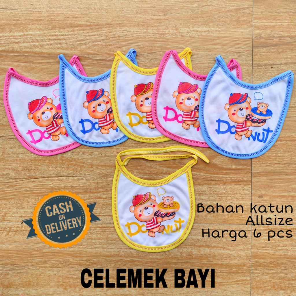 1/2 LUSIN (6 pcs) Celemek bayi TERMURAH perlangkapan bayi lahir