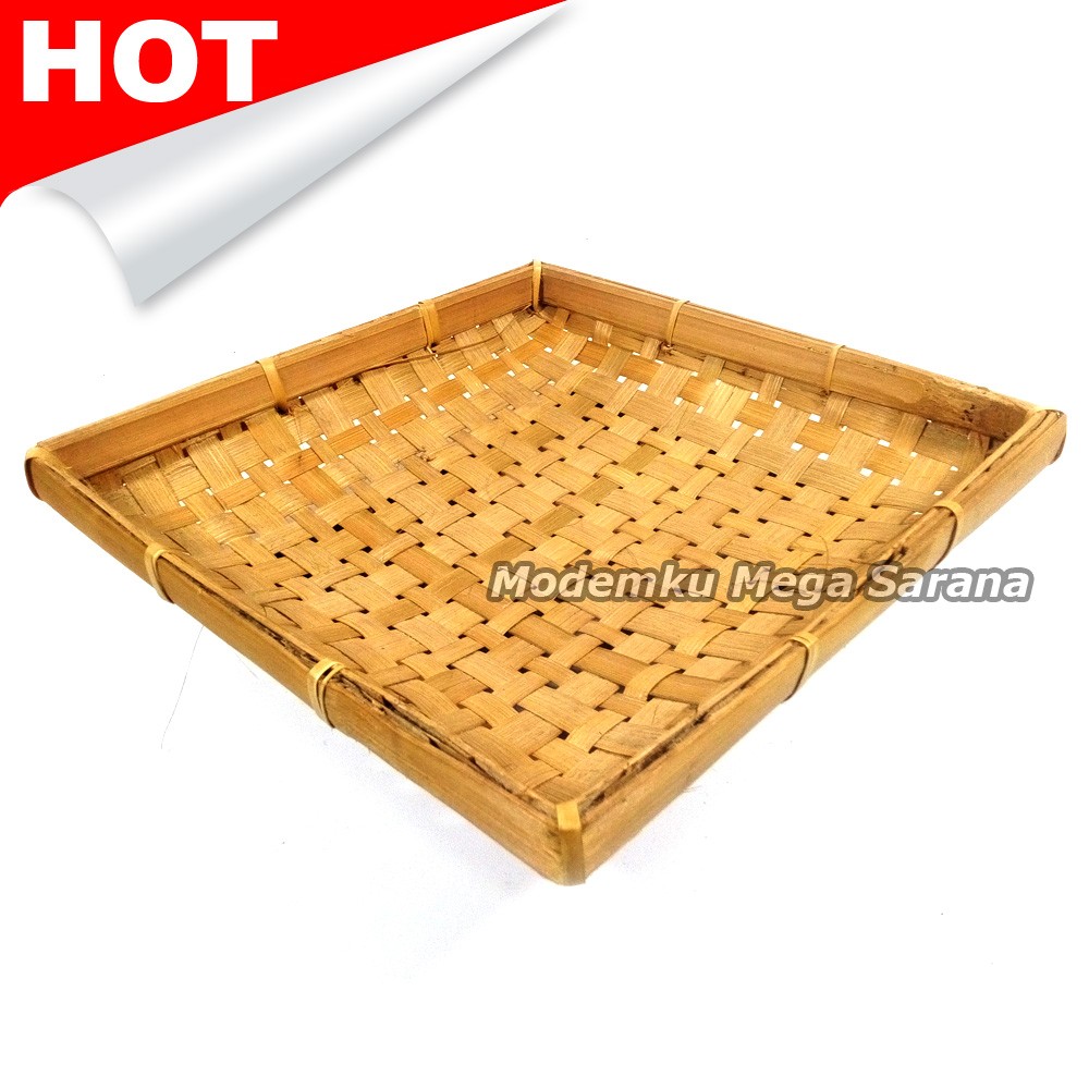 [6pcs] Tempat Lalapan Bambu Tradisional | Piring Bambu Kotak - Ukuran M  20x20x5 cm