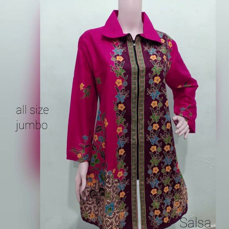 TUNIK BATIK CANTIK KEKINIAN BAJU WANITA MODERN TERBARU BUSUI ZIPER DEPAN FASHION WANITA VIRAL 2022