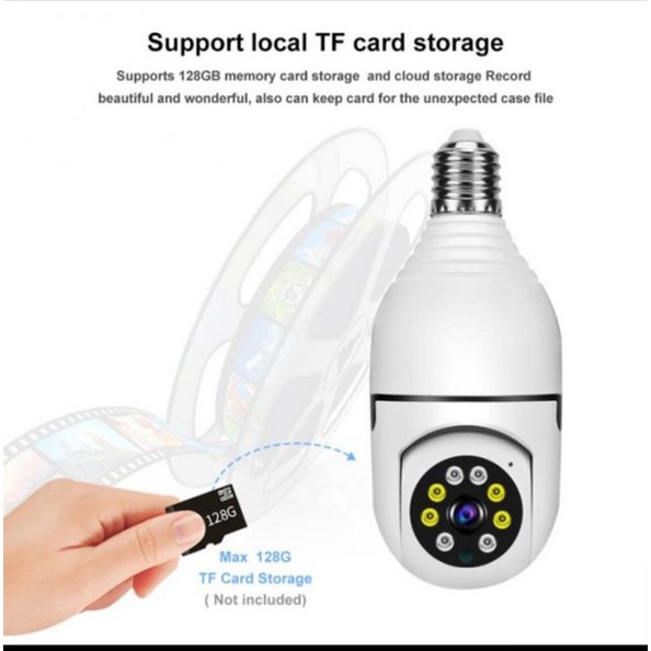 IP CAM CAMERA PTZ BOHLAM GANTUNG FULL LED WITH INFRARED CCTV BULB WIFI APP V380 PANORAMIC/KAMERA IP BOHLAM 360 EYES.