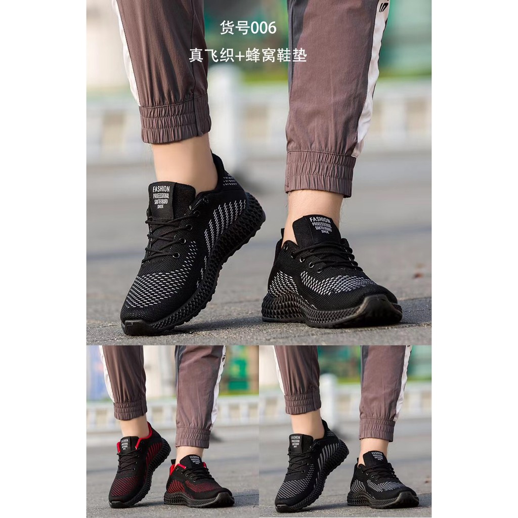 sepatu kasual  casual sepatu pria hitam slip on cowok  rajut pria shoes