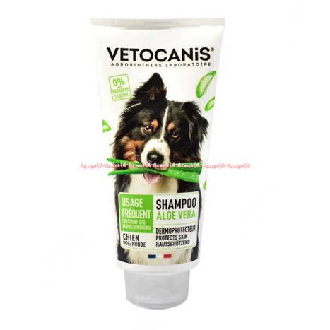 Vetocanis 300ml Dog Shampo Anjing Aloe Vera Derma Protector Vanille Bulu Panjang Untuk Kulit Aroma Lidah Buaya Vanilla Vetocani Vetokanis Doggy