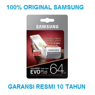 Memory 64GB SAMSUNG Micro SD 64GB Evo Plus Class 10 original100%