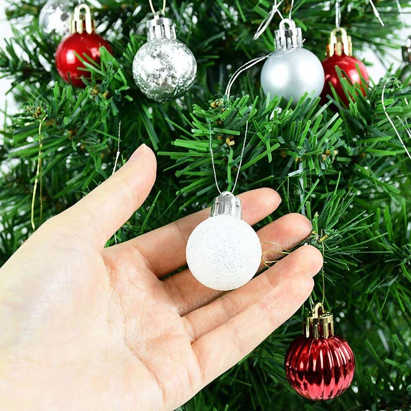 30Pcs Glitter Christmas Ball Baubles W/House Topper Tree Top Star