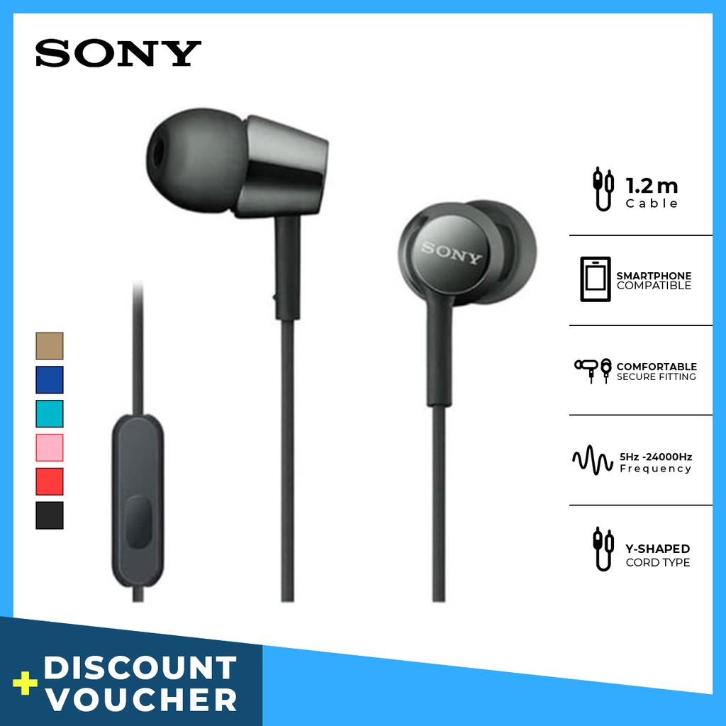 Earphone Sony MDR-EX155AP Handsfree Mass Model In-Ear - Black SONY  Headset Headphone Original