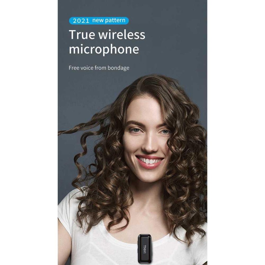 TNVI Mikrofon Lavalier Wireless Lapel Microphone Single Channel Single Channel - V3 - Black