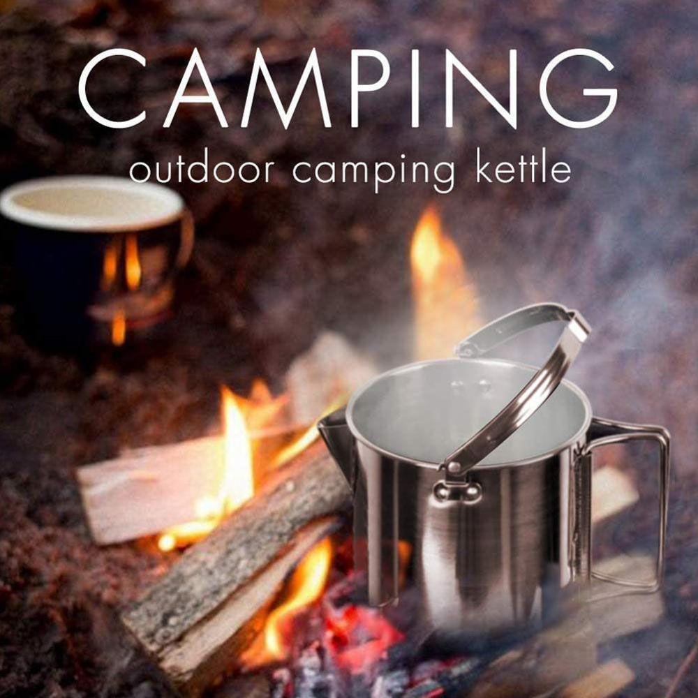 Lanfy Stainless Steel Kettle 1.2L Peralatan Masak Portabel Alat Luar Ruangan Teko Alat Perlengkapan Berkemah Camping Kettle