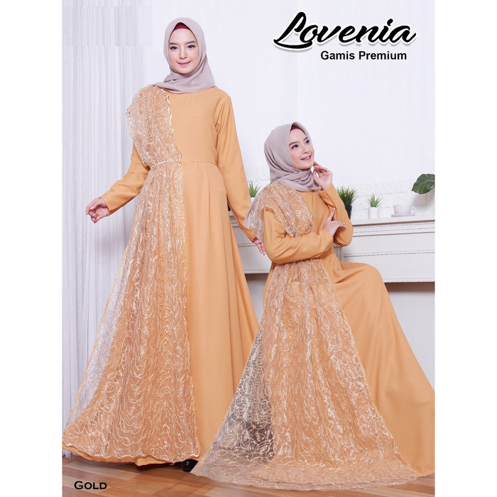 GAMIS PESTA LOVENIA / GAUN PESTA MUSLIMAH - Gold