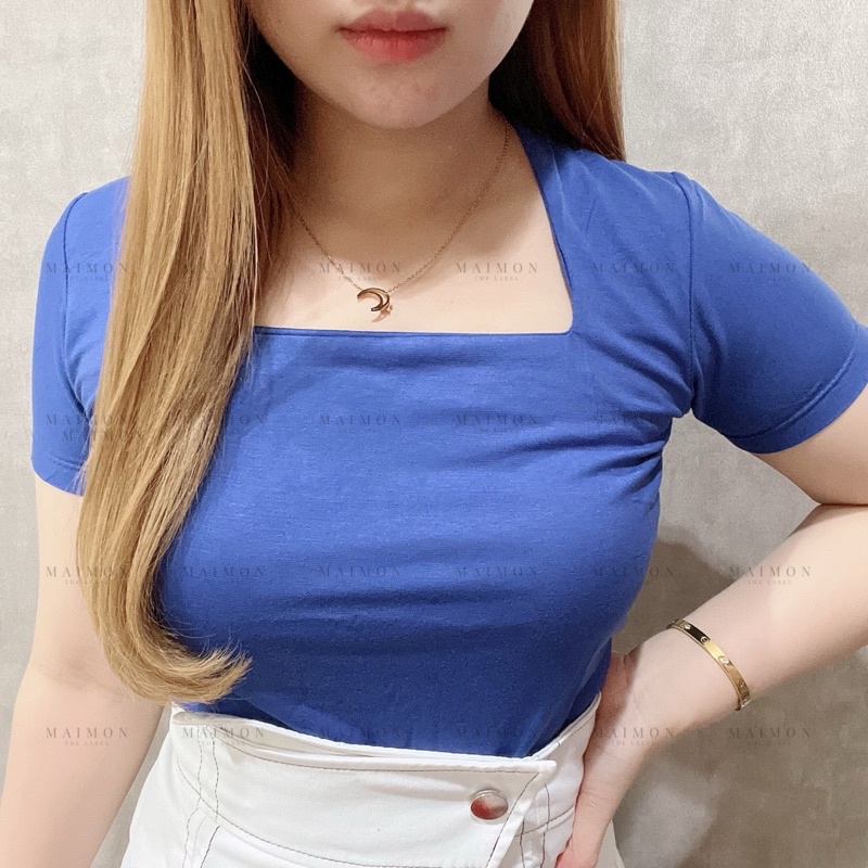 Premium SquareNeck Top | Front Double Layer | Blouse Polos Atasan Wanita | Maimon Grosir