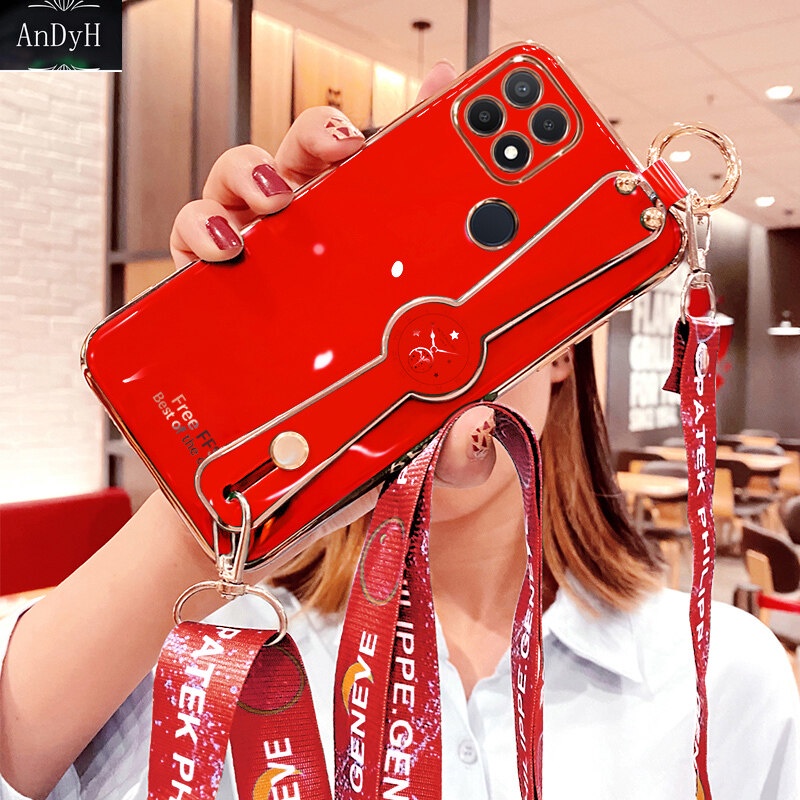 Casing Soft Case OPPO A15 A35 A15S Hias Berlian Imitasi Dengan Tali lanyard