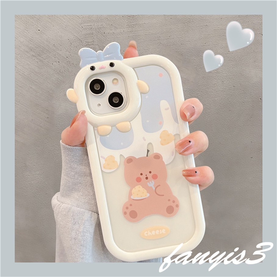 Compatible For iPhone 14 13 12 11 Pro Max X XR Xs Max 8 7 6 6s Plus SE 2020 Soft Case Pelindung Lensa Bening Motif Kartun Beruang Untuk