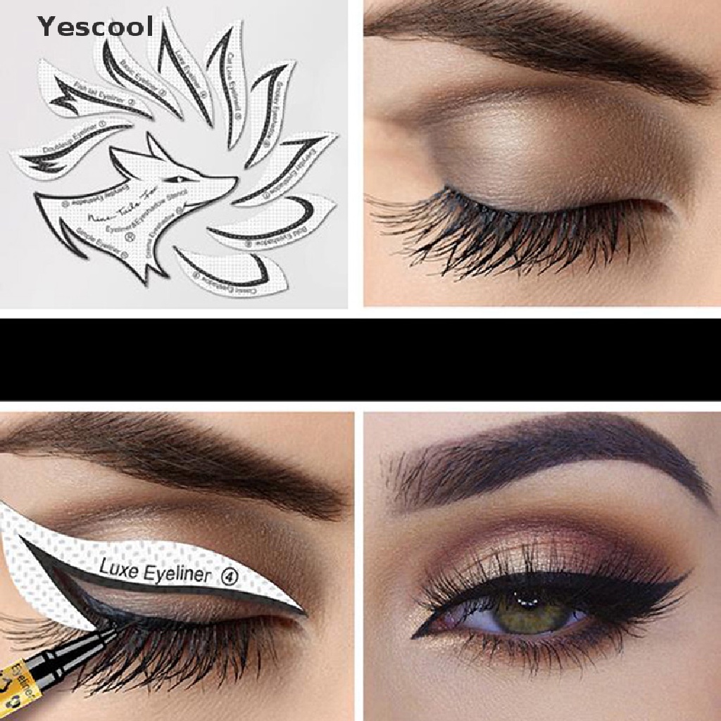 Yescool 48PCS Stiker Kartu Template Eyeliner 12 Model Bahan Non Woven