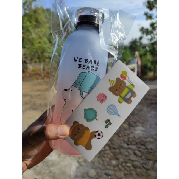 BOTOL MINUM BERGAMBAR 1 LITER FREE STIKER FOOD GRADE