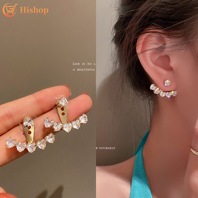 Anting Stud Kristal Melengkung Warna Emas Gaya Elegan Untuk Aksesoris Perhiasan Wanita