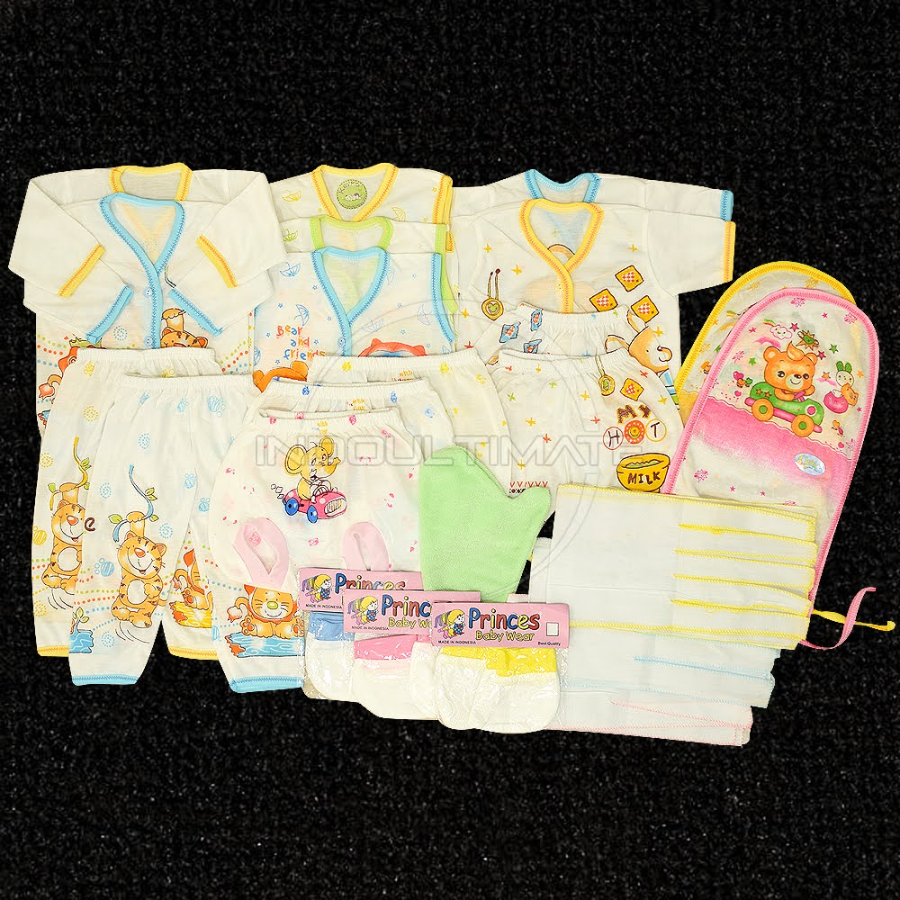 PAKET B 23 Pcs Set Perlengkapan Bayi Baru Lahir Newborn  Kebutuhan Bayi Newborn Perlengkapan Kado Kelahiran Bayi Laki-Laki Perempuan Bingkisan Kelahiran Bayi Anak Baju Bayi Celana Bayi Grito Bayi Popok Kain Bayi Washlap Sarung Tangan Bayi