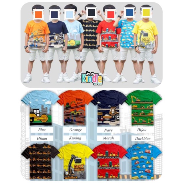 Kaos Kindle Kids Construction / Kaos Anak Laki-laki