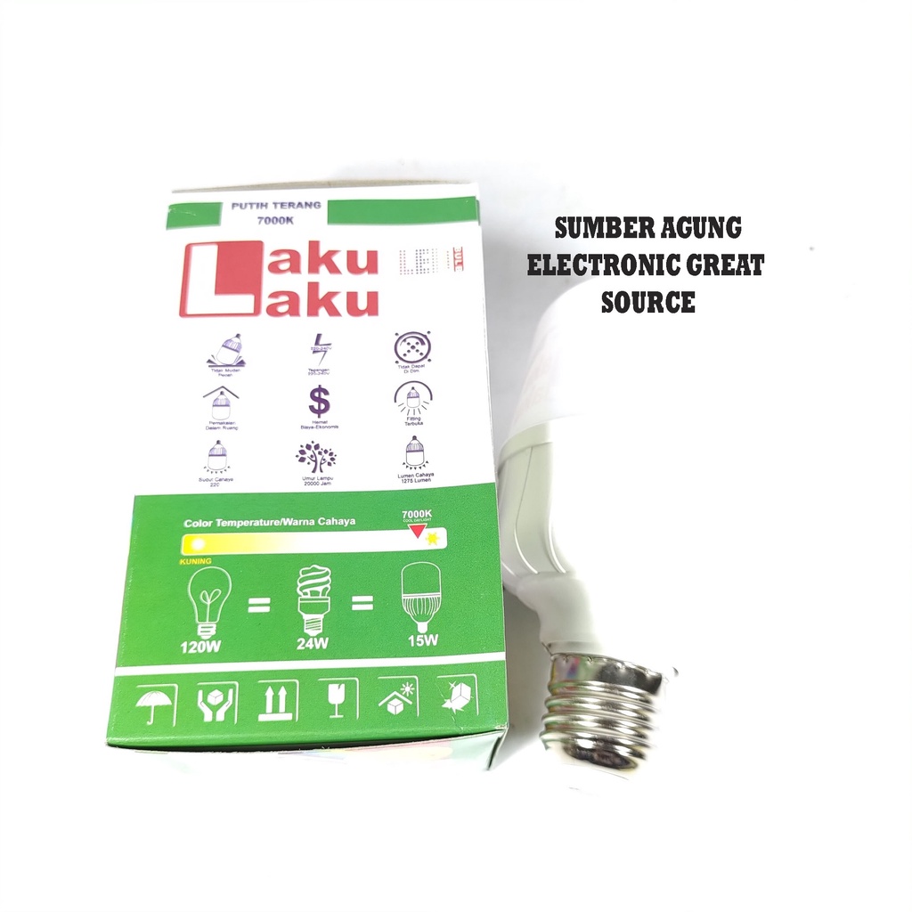 Lampu Laku Laku Kapsul 15W Lakulaku Putih 15 Watt Hingga 20000 Jam 7000K Terang