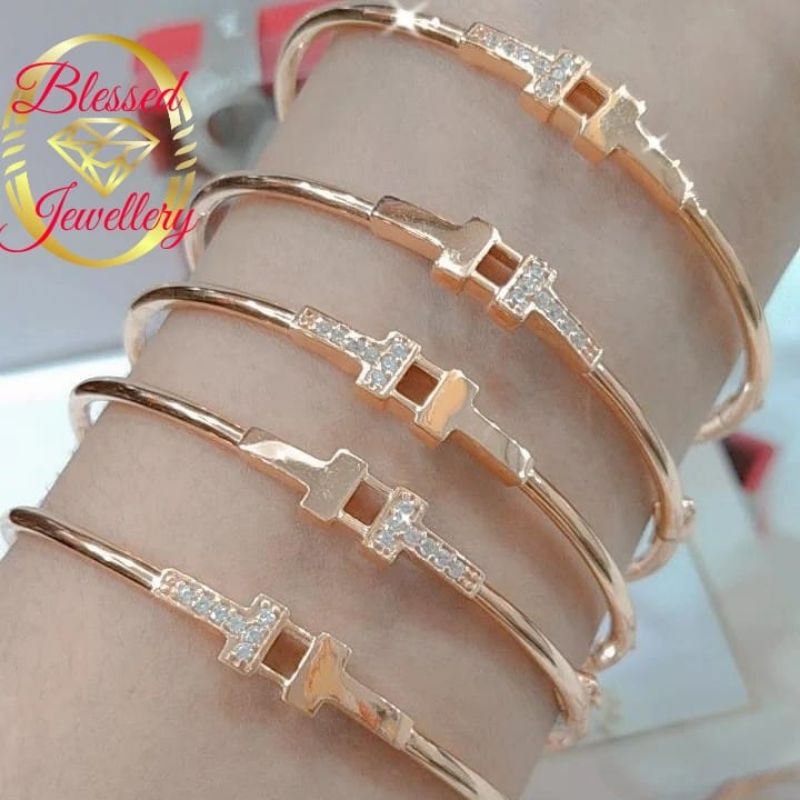 GELANG BANGLE PERAK ASLI 925 LAPIS EMAS