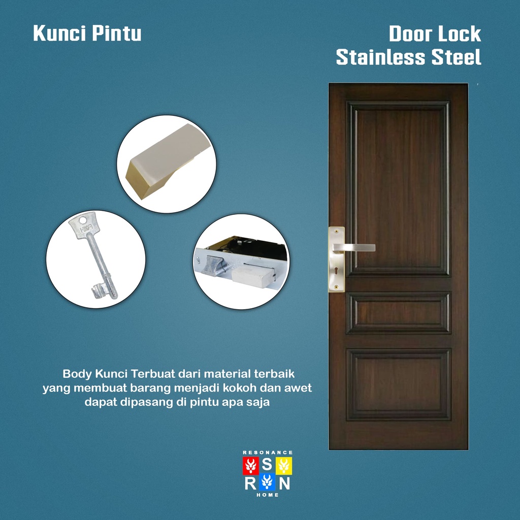 Kunci Pintu Rumah Top M-Class Gold Kumplit 1 Set | 20cm | Kunci Pintu Kamar Full Set Resonance Home