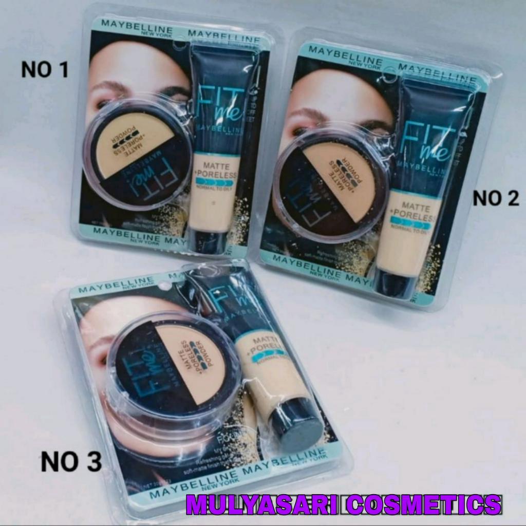 Promo-Fit me Maybelline 2in1 Bedak Padat+Foundation Basah / Make Up Set Maybelline 2in1 Mika Bedak + Foundation