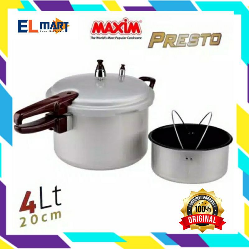 Panci Presto MAXIM 4 Liter Pelunak Daging Ikan 4L Pressure Cooker Ori