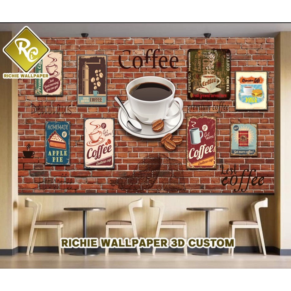 Wallpaper Dinding Custom 3d Tema Cafe 3