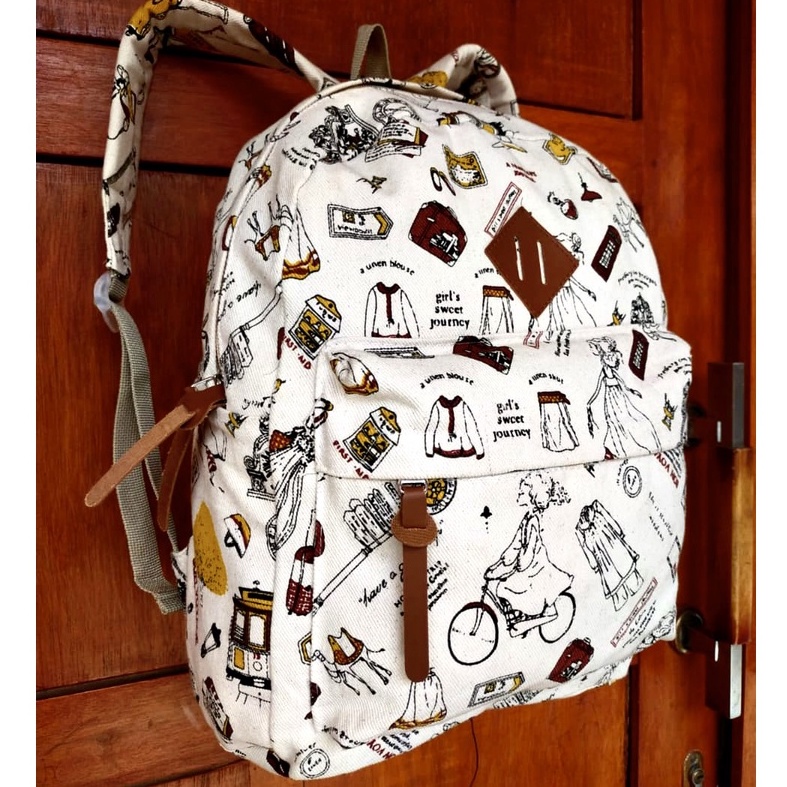 Promo Gratis Ongkir Tas Ransel Pria / Wanita Bahan Kanvas Motif Gaya Korea produk lokal indonesia-1
