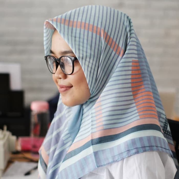 JILBAB SEGIEMPAT KATUN VOAL MOTIF - TULIP KERUDUNG HIJAB  SEGI 4