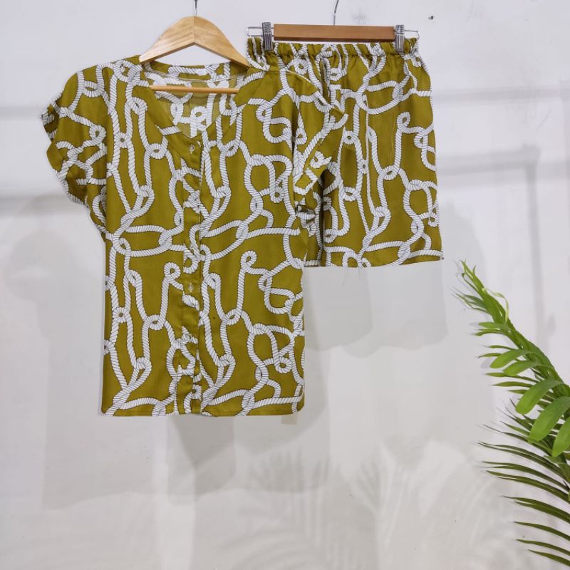 0PIYAMA KANCING PENDEK | PIYAMA BUSUI PENDEK | PIYAMA RAYON | BAJU TIDUR MURAH-KCB 43