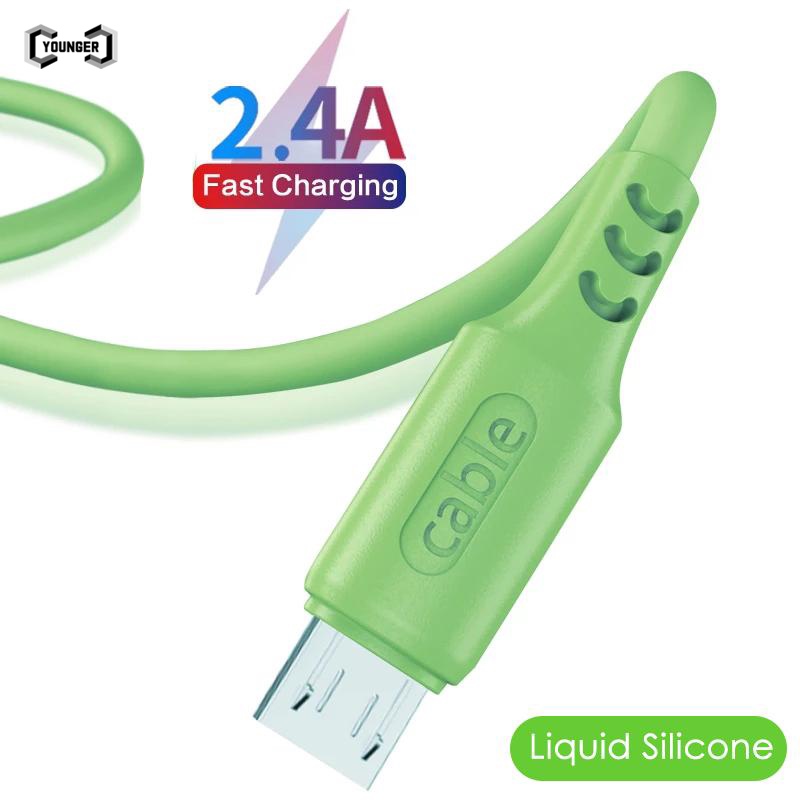 Kabel Data / Charger Micro Usb / Tipe c Fast Charging Bahan Silikon Warna Macaron Untuk Android