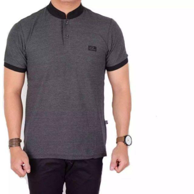 Tasigi Kaos Polo Shirt Pria Kerah Sanghai Maroon / Kaos Kerah Pria / Baju Polo Pria All Varian Warna-ABU TUA