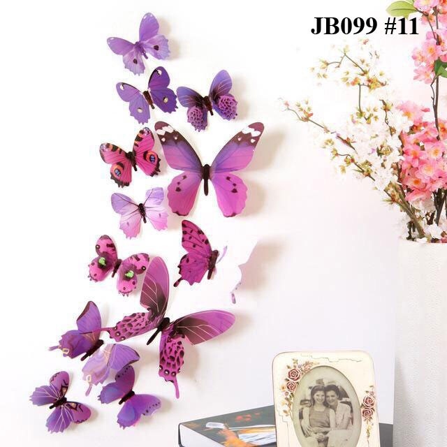 YA 426 - STIKER DINDING 3D MOTIF KUPU-KUPU 3D WALL STIKER 12 BUTTERFLY PVC