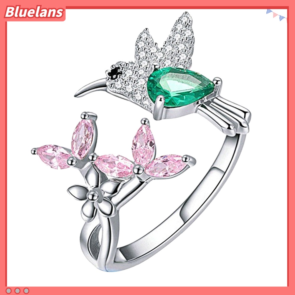 Bluelans Elegant Cubic Zirconia Flower Bird Open Ring Women Party Wedding Jewelry Gift