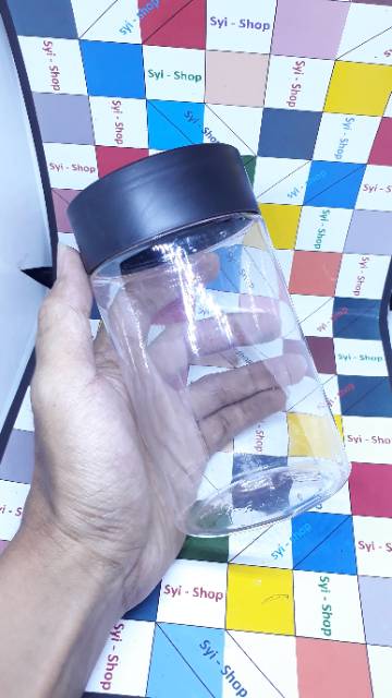 Toples Plastik Bening Clear Tutup Hitam Bulat PENDEK