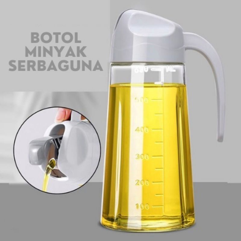 Botol Kaca Minyak Goreng Tutup Otomatis 630ml / Olive Oil Bottle Serbaguna 630ml