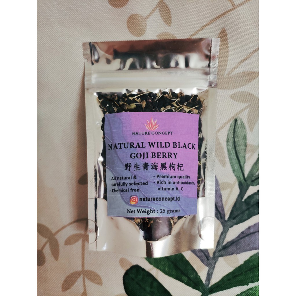 Wild Black Goji Berry Kici Guo Qi Jiu Ji Wolf Berry Hitam kualitas Premium Organic 25 gr