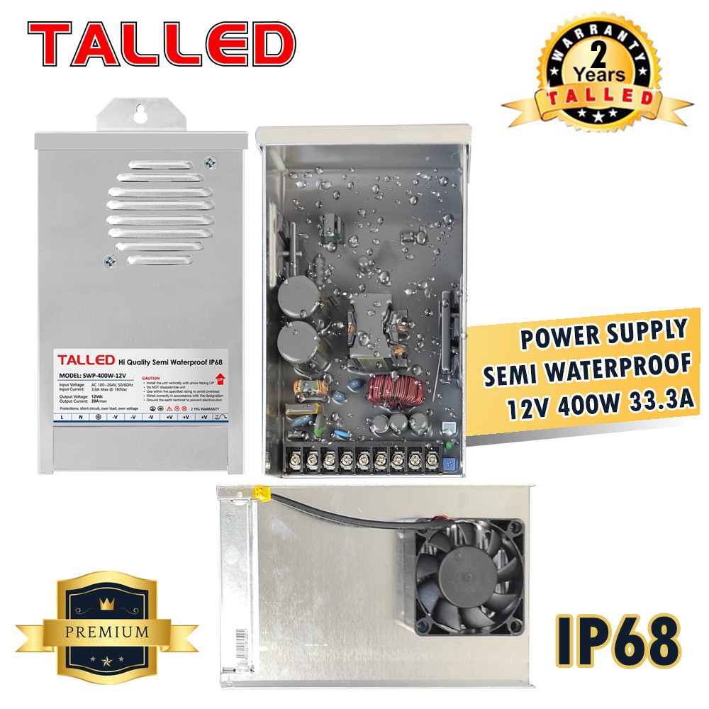 POWER SUPPLY ADAPTOR TRAVO 12V - 400W - 33.3A OUTDOOR SEMI WATERPROOF GARANSI 1 TAHUN - TALLED
