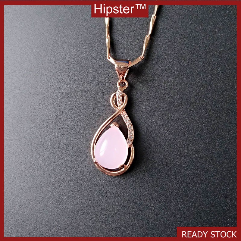 Light Luxury Diamond Colored Gemstone Pendant Korean Style Simple Graceful Clavicle Chain