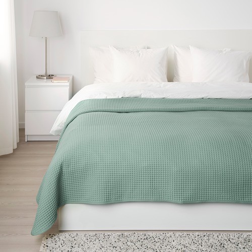 VARELD Penutup tempat tidur 230x250 cm abu hijau / abu tua / putih / pink