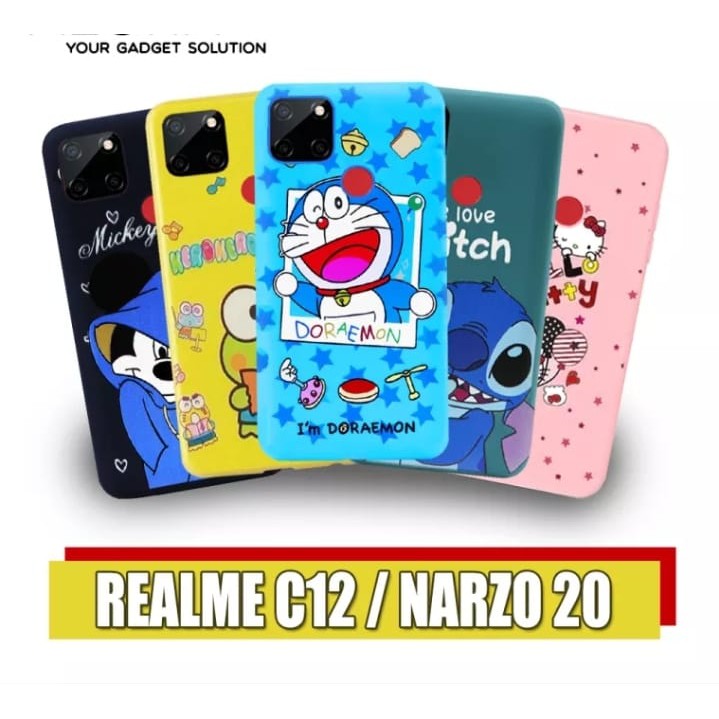 3D Case Realme C11 C12 C15 C17 SoftCase Tpu Karakter Doraemon Stitch Mickey