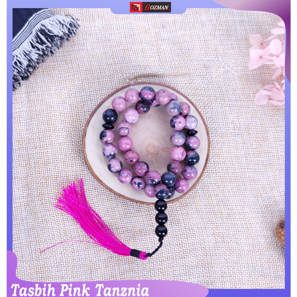 Tasbih Batu Pink Tanzania Diameter 10mm Isi 33 butir Termurah