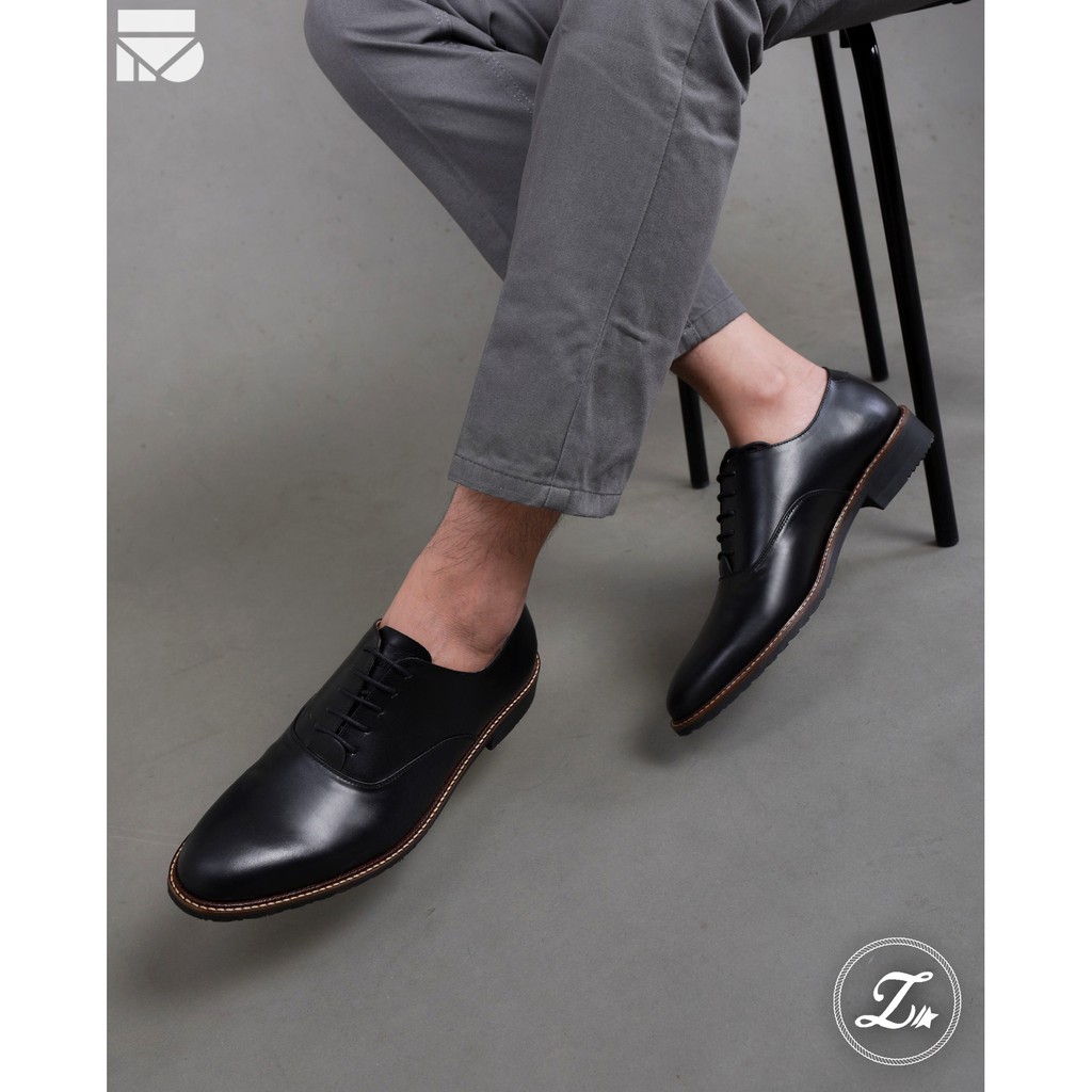 GETAFE BLACK | FORIND x Zapato | Sepatu Kulit Asli Vintage Formal Klasik Kulit Pria/Cowok/Men-Oxford