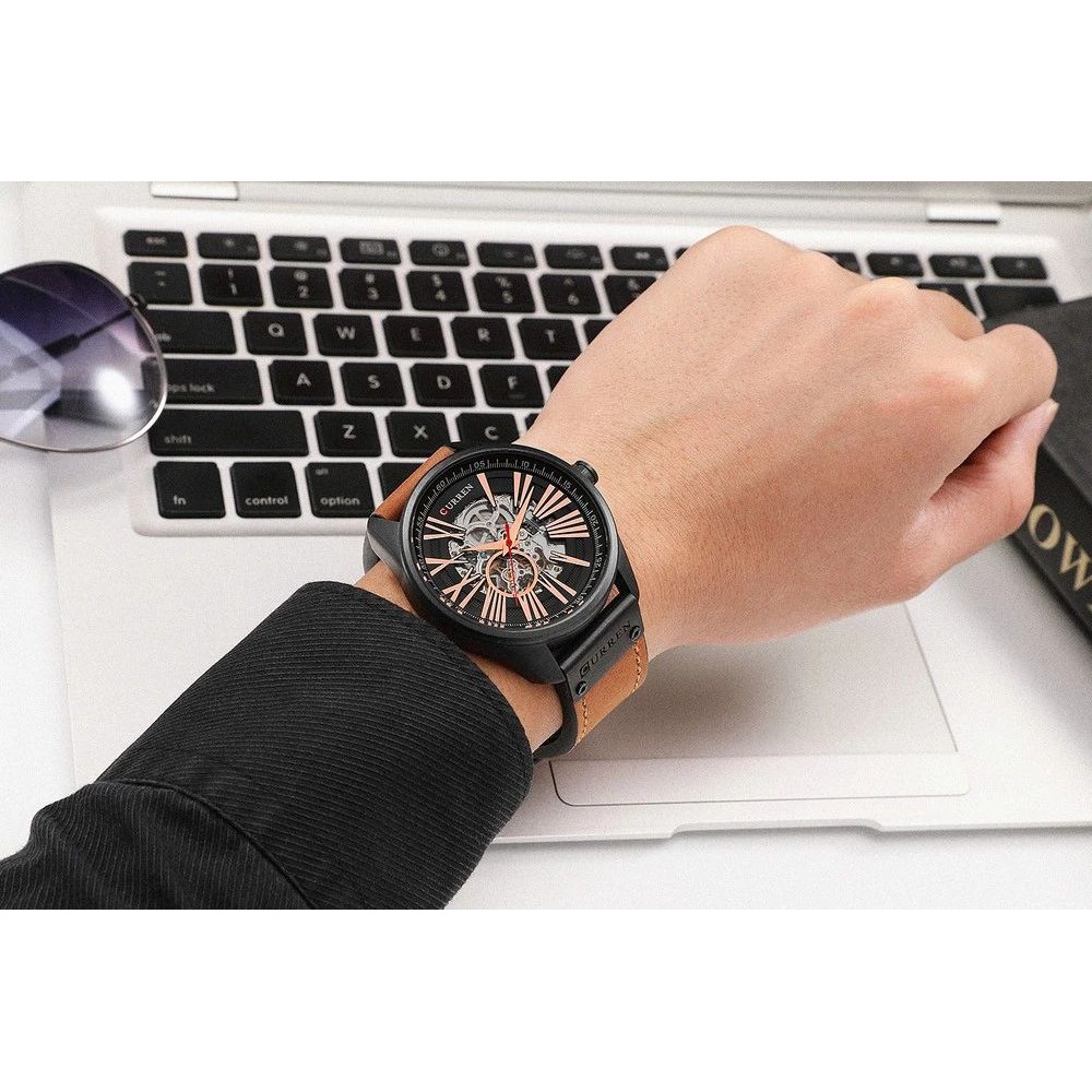 CURREN 8299 Jam Tangan Pria Automatic Analog Tali Kulit WATCHKITE WKOS