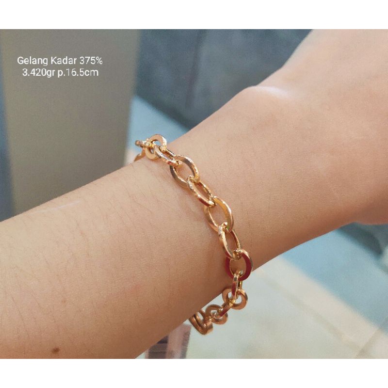 Gelang Emas Asli Model Rantai Kadar 375%/8Karat