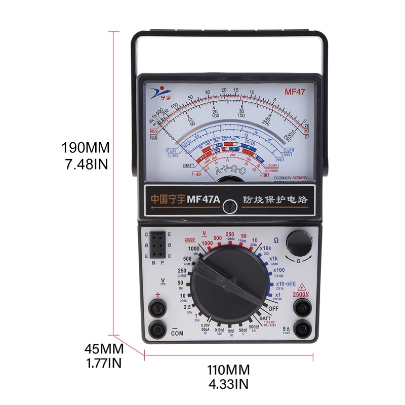 Gro Mechanical Pointer Type Multimeter Measurement AC for DC Ohmmeter MF47 / JO411 Tes