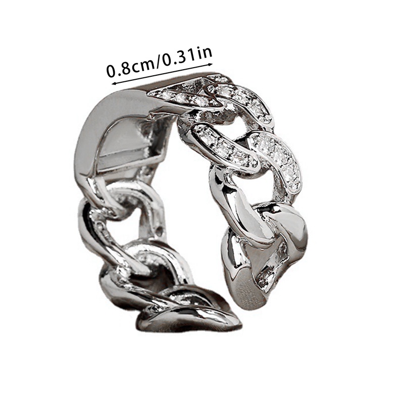 Fancyqube Cincin Rantai Adjustable Bahan Stainless Steel Gaya Punk Untuk Pria Dan Wanita